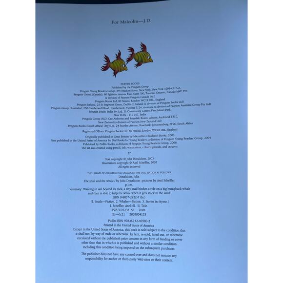 The Snail and the Whale by Julia Donaldson Paperback Book Pre-Loved - Picture 5 of 5